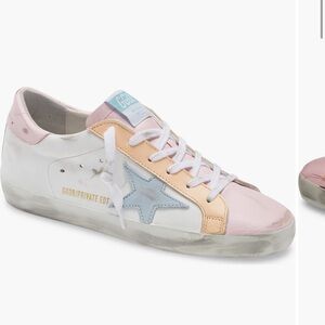 Golden Goose Women’s White Leather Sneakers with Pastel Trim